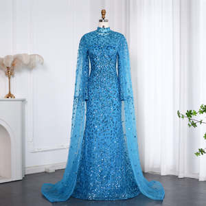 Jancember SZ202 أنيقة زرقاء دبي سهرة رسمية فساتين نسائية - Product Image 1
