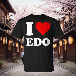 Camiseta I Love Edo con diseño de corazón rojo, camiseta promocional - Product Image 3