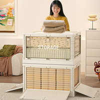 COIZY Bacs de rangement en plastique Boîte pliable avec roues et portes pour entrepôt Organisation de garage Utilisation industrielle à usage intensif