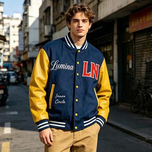 Chaqueta Varsity Vintage de Estilo Urbano con Parches Bordados de Chenille, Mezcla de Lana de 460g, Mangas de Cuero PU, Chaqueta Bomber de Béisbol Personalizada OEM - Product Image 2