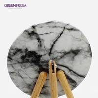 Miroir de maquillage rond à fond marbré avec grossissement 1X/2X