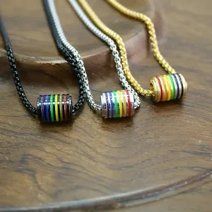 ЛГБТ гей гордость Радуга ювелирные изделия подвеска ожерелье из нержавеющей стали Радуга Гей мужчины подвеска ожерелья