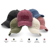 Gewassen vintage strandmode zonnehoed Oxford Dobby baseballcap premium 3D puff borduurwerk 5-panel katoen retro distressed pet