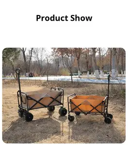 Chariot de camping pliable à 4 roues, chariot de pique-nique portable, chariot de camping à pousser à la main, chariot de grande capacité - Product Image 3