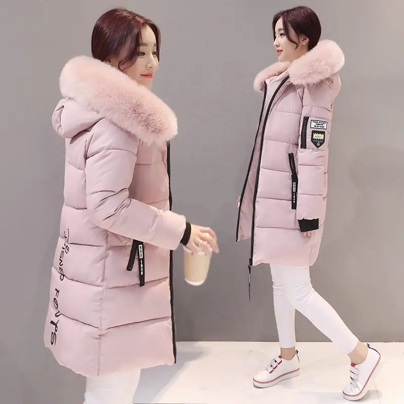 Korean Japan Style Fashion Fur Collar Ladies Parkas Women Bubble Down Winter Puffer Long Coat for Women