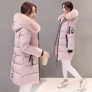 Parkas con Cuello de piel para mujer, abrigo largo, estilo coreano japonés, a la moda, para invierno