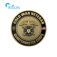 Décapsuleur commémoratif personnalisé avec médaillon de veteran du Corps des Quartermasters et pièce de défi personnalisée du Quartermaster