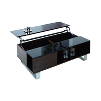 Table basse extensible en bois avec plateau en verre, design européen moderne, étagère de rangement, convertible, élévation, meubles de maison, salon, salle à manger