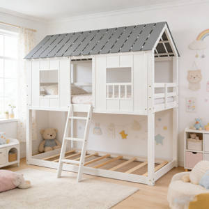 Kids Bunk <b>Beds</b> Wooden Furniture Tree House Twin-over-twin Bunk <b>Bed</b> Twin Toddler <b>Bed</b> Frame House - Product Image 3