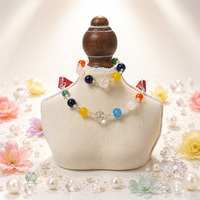 Collier pour animaux de compagnie en perles de cristal naturel 100% aux cinq éléments, réglable, durable et luxueux, avec bracelet assorti pour le propriétaire