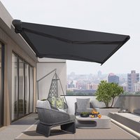 Nouvelle conception de store banne extérieur électrique rétractable pour patio, pare-soleil à bras articulé, store banne cassette intégrale gris