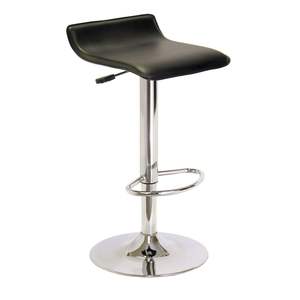 Tabouret de bar contemporain en similicuir noir, pivotant, base chromée, design moderne pour bar à domicile ou usage commercial - Product Image 1