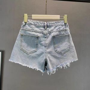 Shorts en <span class=keywords><strong>jean</strong></span> élégants pour femmes, à franges <span class=keywords><strong>et</strong></span> perles, taille haute, coupe large, couleur unie, décontractés, nouvelle collection printemps-été 2023 - Product Image 5