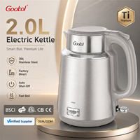Bouilloire Électrique Sans Fil en Acier Inoxydable 2.0L, Maintien au Chaud, Ébullition Rapide, Logo Personnalisé, Fabricant OEM ODM, Vente en Gros