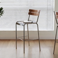 Chaise de bar en acier de style mid-century avec dossier, tabouret haut minimaliste nordique de luxe léger pour bar à domicile et café insulaire