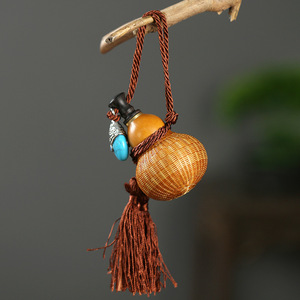 Handmade Bamboo Woven Gourd Ornament Natural Craft Decor Guizhou Art Collectible - Product Image 1