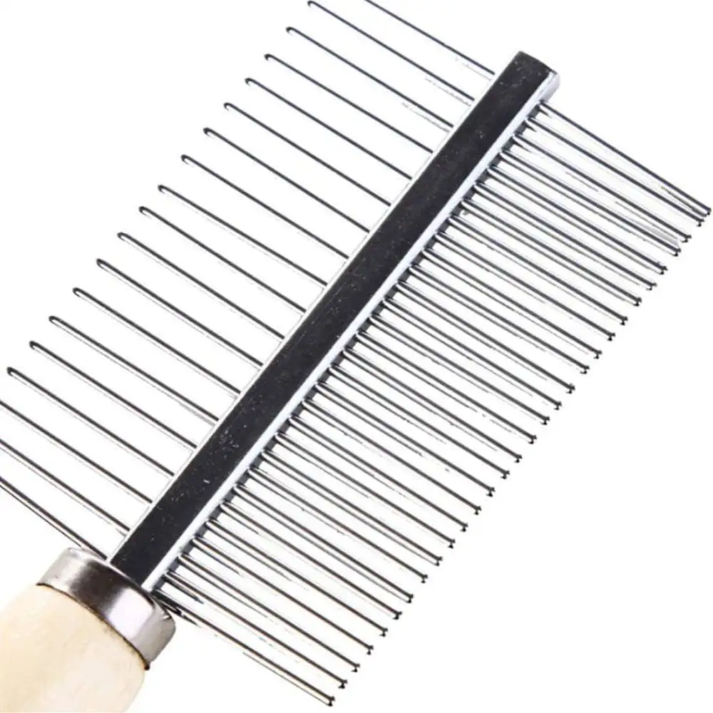 Atacado Aço Inoxidável Pet Comb Pet Grooming Brush Pet Combs com Punho De Madeira