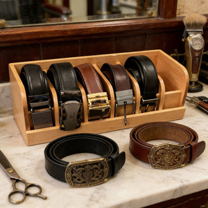 Bamboo Belt <b>Storage</b> <b>Box</b> Men's Belt Holder <b>Drawer</b> Organizer Rectangular Standing Type Eco Friendly 18L Capacity - Product Image 2