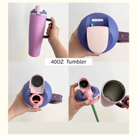 Gobelet isotherme en acier inoxydable de 40 oz avec poignée, logo personnalisé, réutilisable, pour café glacé, mug de voyage