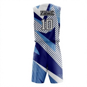 Ensemble de maillots de basket-ball en coton respirant avec impression par transfert thermique et logo personnalisé, broderie personnalisée, uniforme de basket-ball d'été - Product Image 2