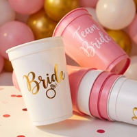 Gobelets en plastique pour cadeaux de mariage en gros |   Lot de tasses personnalisées pour la fête de la mariée, 16 oz |   Articles de table réutilisables personnalisés imprimés
