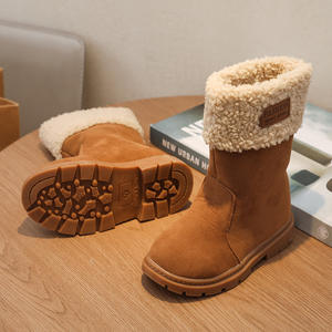 韓国ファッション子供用冬子供用スエードプリンセスシューズ暖かい甘い赤ちゃん女の子ロングスノーブーツ - Product Image 5