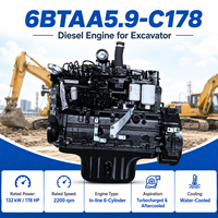 Moteur diesel turbocompressé refroidi par air CUMS 6BTAA5.9 Série 6BTAA5.9-C178 pour excavatrice, chargeuse et équipement de construction