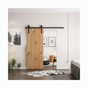 Wood raw barn doors sliding with hardware wholesale price Natural solid wood irregular barn doors