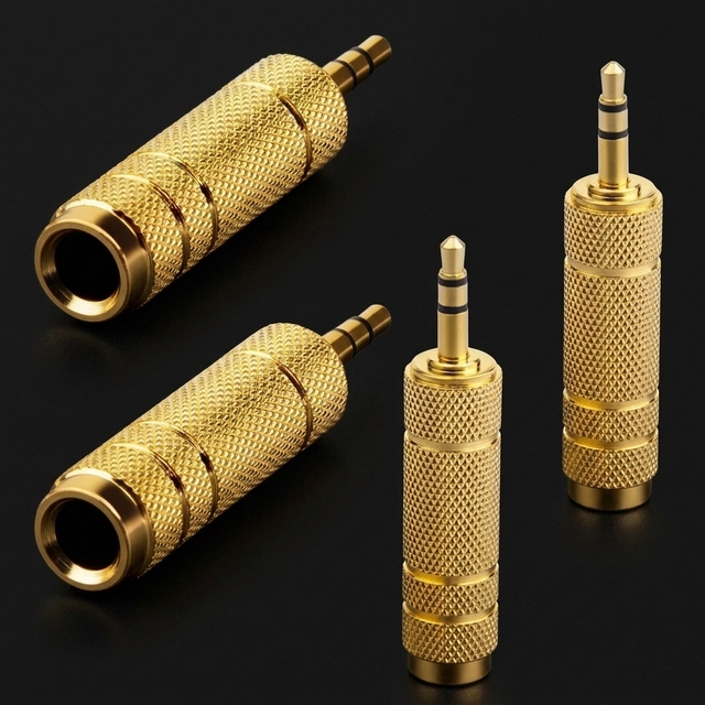 Gold Plated 3.5mm Male 6.5mm Female Copper Jack Audio Headphones Adapter Adapters Connectors for Stereo Speaker Microphone