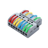 Connecteur rapide de type fixe, bornier de distribution de fils 2 entrées/4 sorties, dispositif de câblage parallèle à pression