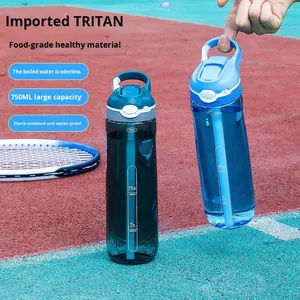 New Design 26/32oz BPA-Free Tritan Plastic <b>Flip</b> <b>Top</b> Disposable Water <b>Bottle</b> Straw Adults' Outdoor Use Boiling Cold Water - Product Image 3