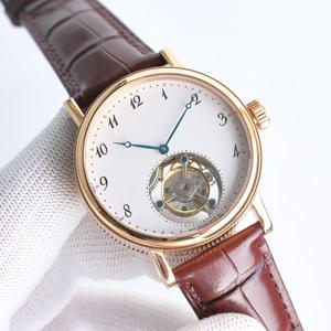 Montre mécanique automatique en acier inoxydable, design ajouré, bracelet en PU/cuir de vachette tendance, verre saphir, 40 mm, étanche - Product Image 1