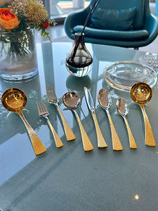 Ensemble de couverts DF BC à manche carré en acier inoxydable 430, couteau, fourchette, cuillère, finition miroir pour hôtels, cuillère à steak et dessert de style occidental - Product Image 5