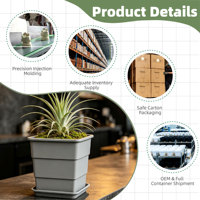 Pots de fleurs carrés légers de style moderne, de haute qualité, avec trou de drainage, en matériau PP durable, pour jardin suspendu et pépinière