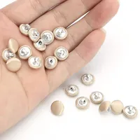 En vrac 30 pièces 10mm Mini Satin recouvert de métal tige boutons pour vêtements costumes robes de mariée décor aluminium bouton accessoires de couture
