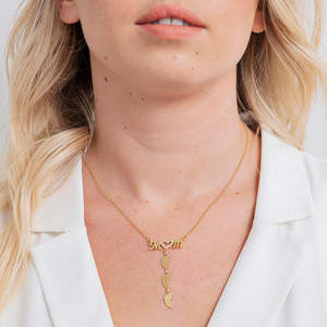 DY mamá gargantilla colgante personalización nombre Zirconia collares incrustaciones personalizadas mamá collar con pies de bebé - Product Image 2