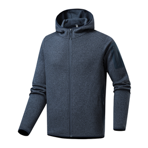 Wholesale <b>Men's</b> Fleece <b>Jackets</b> Full Zip Lightweight Casual Soft Warm Polyester/Cotton Raised Rubber Print with Pockets - Product Image 2