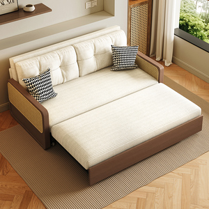 Sofá Cama Plegable de Madera Maciza, Doble Asiento, Convertible, Multifuncional, para Apartamentos Pequeños, Sala de Estar, Estudio - Product Image 4