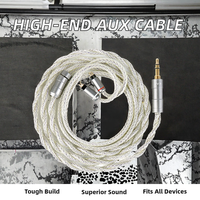Câble audio auxiliaire plaqué 3,5 mm, connecteur femelle IEM 2 broches 0,78 mm pour écouteurs, microphone, moniteur, téléphone, gaine en PVC, blindage tressé
