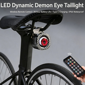 Luz Trasera LED para Bicicleta Ojo <span class=keywords><strong>de</strong></span> <span class=keywords><strong>Demonio</strong></span>, 20 Patrones Dinámicos con Control Remoto Inalámbrico, Recargable Tipo-C, Resistente al Agua IP66 - Product Image 2