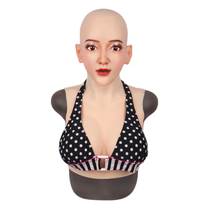 Máscara facial con <span class=keywords><strong>pelo</strong></span> <span class=keywords><strong>largo</strong></span> maquillaje travestismo accesorios mujer realista Anime Cosplay Drag Queen travestis con maquillaje de <span class=keywords><strong>pelo</strong></span> - Product Image 4