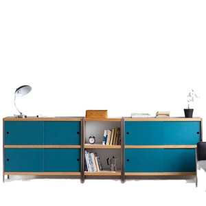 Modular Cabinet Oak Wood Black And Natural Finish Living Room <b>Storage</b> Furniture Multi Functional Design - Product Image 5