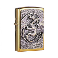 Briquet à kérosène ZORRO/Zorro Z92105 en laiton, style ethnique, motif dragon, coupe-vent, haut de gamme, best-seller TikTok et Kuaishou