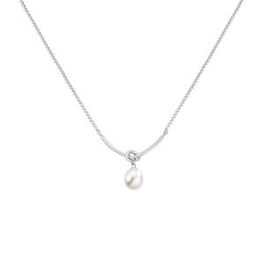 Collar de Plata de Ley S925 con Eslabones Minimalistas de Hueso de Serpiente, Perla Austriaca Shijia de Alta Gama, Sensación de Lujo Ligero - Product Image 5