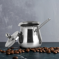 Moderner Türkischer Kaffeekocher aus Edelstahl mit Langem Griff und Deckel für Herd, Geeignet für Kaffee, Milch, Tee, Heiße Schokolade, Köstliches Tägliches Getränk