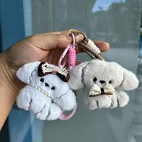 Jouets en peluche, sacs, pendentifs, sacs d'école pour couples, décorations de sacs à dos, porte-clés de voiture haut de gamme, avec motifs de Bichons Frises mignons
