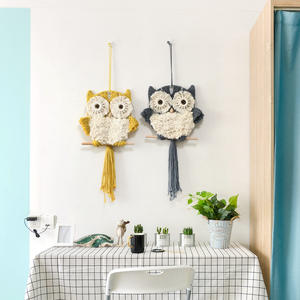 <span class=keywords><strong>Tapisserie</strong></span> <span class=keywords><strong>de</strong></span> cordes en coton hibou blanc, tenture murale tissée, macramé, décoration pour la maison, pour enfant - Product Image 2