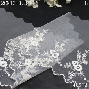 15CM White Floral Embroidered Tulle <strong>Lace</strong> Trim Scalloped <strong>Lace</strong> Border <strong>for</strong> Garment Dress <strong>Sleeve</strong> Cuff Production Decoration - Product Image 6