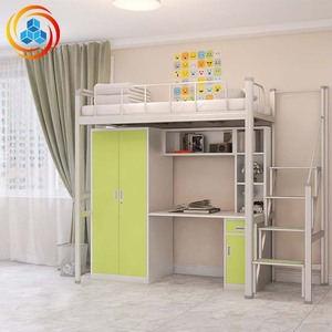 <span class=keywords><strong>Lit</strong></span> superposé moderne et simple en fer YiCun pour adultes avec armoire intégrée, idéal pour appartement d'étudiant, mobilier de dortoir en métal - Product Image 5