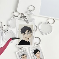 Porte-clés photo numérique transparent en acrylique imprimé UV, léger, cadeau DIY, chaîne de suspension, design perlé, forme irrégulière